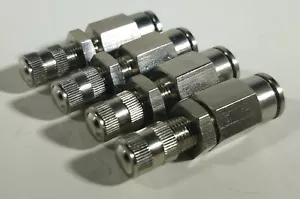 4 Schrader Air Ride Suspension Bag Inflation Fill Valves Push Connect 1/4" Tube - Picture 1 of 2