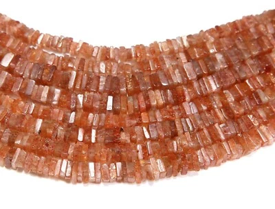 Sunstone Smooth Heishi Beads Natural Sunstone Square Gemstone Beads 16'' Inch - Image 1 of 4