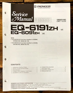 Pioneer EQ-6191 ZH 6091 ZH Equalizer Service Manual *Original* - Picture 1 of 1
