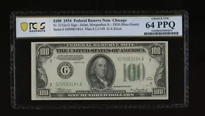 DBR 1934 $100 DGS FRN Chicago Fr. 2152-Gdgs PCGS-B 64 PPQ Serial G09983184A - Picture 1 of 2