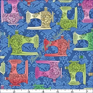 QT "FABRIC FOLLIES" #25761-B SEWING MACHINES FABRIC PRICED @ 1/2 YD - Picture 1 of 2
