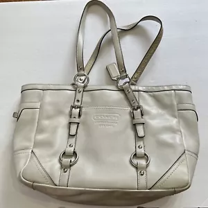 Coach White Gallery Mittagessen Leder Beuteltasche Elfenbein Schulter Handtasche Handtasche - Bild 1 von 20