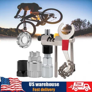 6PCS Bike Tool Kit w/ 3-in-1 Cassette Remover Wrench Crank Puller Extractor New - Picture 1 of 15