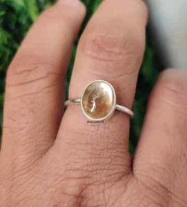 Golden rutile ring, sterling silver rings, natural healing rutilated golden - Picture 1 of 8