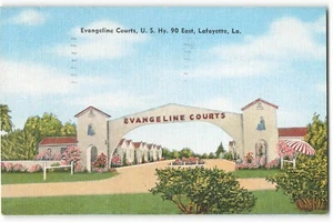 1950 Evangeline Courts, U.S. Hwy. 90 East, Lafayette, LA VTG Postcard SK2. - Picture 1 of 2