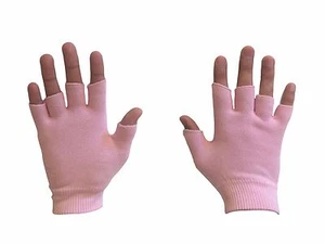 3 Pair Pink Gel Compression Gloves Half Finger Moisturize Soften Hand Dry Skin - Picture 1 of 3