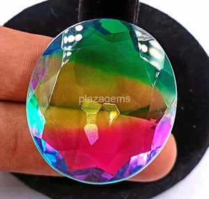 LAB-CREATED 127 CT BI-COLOR AMETRINE OVAL CUT CERTIFIED LOOSE GEMSTONE 4AUO - Picture 1 of 8