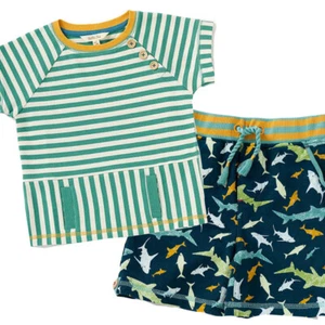 Matilda Jane size 12 Boys Sunny Disposition Top & With the Sharks Shorts Set  - Picture 1 of 4