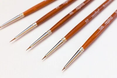 REPINO Rotmarder Pinsel Gr. 10/0, 5/0, 4/0, 3/0, 2/0 Details Pinsel für Acryl, Ölfarbe