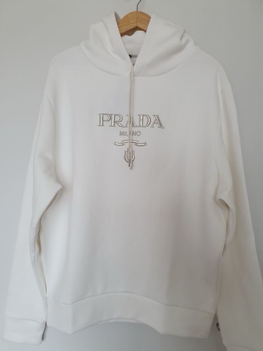 Felpa con cappuccio Prada in cotone ricamato con logo