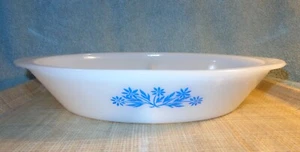 VINTAGE GLAS-BACKEN? OVALE BLAUE Gänseblümchen BLUME weiß GLAS GETEILT AUFLAUFFORM - Bild 1 von 7