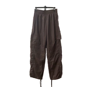 JLUXLABEL Cargo Pants Small High Waist ZipLeg Baggy Side Sheer Panels Brown - Picture 1 of 20
