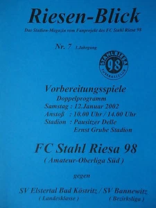 Programm 12.1.2002 FC Stahl Riesa - SV Elstertal Bad Köstritz / SV Bannewitz - Picture 1 of 1