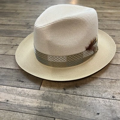 Sombrero Fedora de Paja STETSON Andover Florentino Milán Para Hombre Marfil/Tostado 60 (7-1/2) Foto 1 de 4