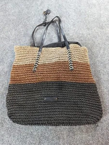 Lucky Brand Bag Woven Straw Purse Brown & Black  Beautiful! - Picture 1 of 14