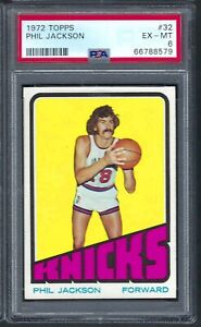 1972 Topps Basketball # 32 Phil Jackson Knicks EX MT PSA 6