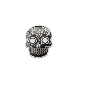 LF loungefly Black silver tone skull brooch pin 2" - Picture 1 of 7