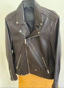 AllSaints Men's Leather Jacket – Medium, Dark Brown, Worn-In Look - Picture 1 of 3