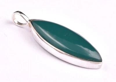 925 Sterlingsilber Handgefertigt Onyx Edelstein Unisex Tragen Anhänger Halskette - Bild 1 von 4