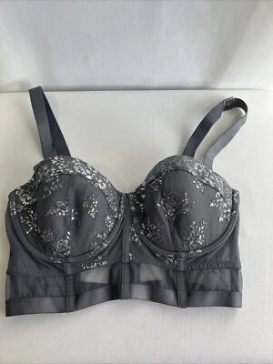 Victoria’s Secret Very Sexy 34DD Gray Silver Lined Balconette Caged Longline Bra - Image 1 of 4