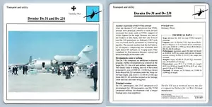 Dornier Do 31 & Do 231 - Transport - Warplanes Collectors Club Card - Picture 1 of 1