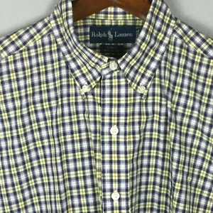 GREAT RALPH LAUREN BLAKE BLUE YELLOW PLAID MENS SHORT SLEEVE SHIRT Size M - Picture 1 of 4