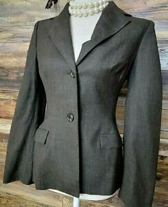 Piazza Sempione Made in Italy Wool Stretch Brown 2-Button Blazer Jacket Size 4
