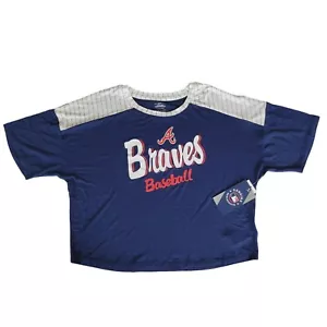 Atlanta Braves Crop Top Shirt Damen XL Blau MLB Baseball Original Merchandise - Bild 1 von 6