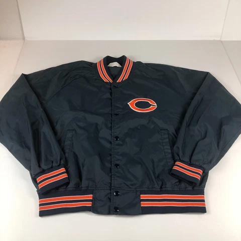 VTG Chalkline Chicago Bear Jacket Adult Extra Large Blue Snap Button Windbreaker Cover