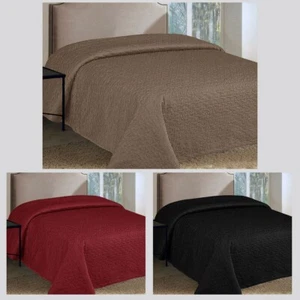 3 Colors - QUEEN Cotton Filled Bedspread / Coverlet - BLACK BURGUNDY COFFEE - Picture 1 of 4