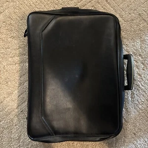TWA Airlines Black Leather Soft Sided Briefcase Bag Vintage 1960s Or 1970s - Picture 1 of 13
