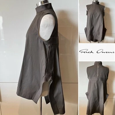 RICK OWENS Italia Polvo Oscuro Elástico Algodón Línea A Chaleco Largo Top 44IT/12Aust/8US Foto 1 de 4