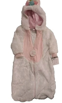 Fantasia unicórnio saco bebê bebê 3-6 meses branco e rosa - Imagem 1 de 4