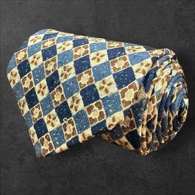 Corbata de seda geométrica vintage Gap para hombre azul marrón hecha en EE. UU. 3,9X58 Foto 1 de 4