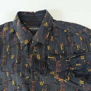 Jhane Barnes Shirt Mens XL Silk Blend Long Sleeve Black / multi color geometric - Picture 1 of 6