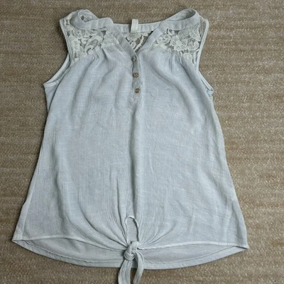 PerSeption Concept Womens Blouse Shirt Small White Lace Sleeveless Button Front - Image 1 of 4