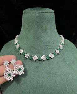 Indian Bollywood Bridal Party Wear Silver Plated Cz Jewellry Weding Women TR19 - Picture 1 of 5