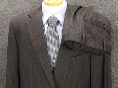 Brooks Brothers Suit 44R Gray Pinstripe 39x26 Pleat Pants 100% Wool USA 2 Piece - Image 1 of 4