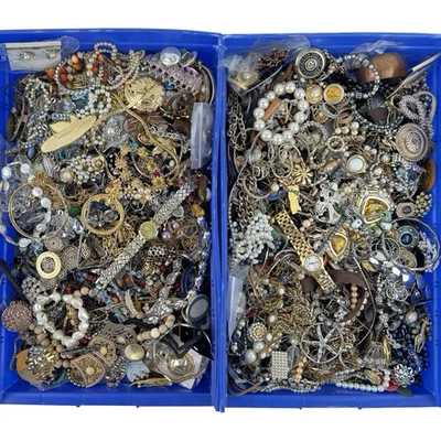 10 Pound Unsorted Tangled Jewelry Vintage Modern Wear Junk Treasure Hunt - Image 1 of 4