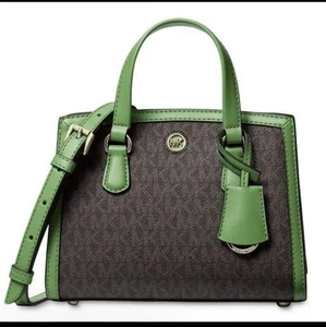 NWT Michael Kors XSmall Chantal Signature Logo Crossbody Bag Brown/Palm Dust Bag - Picture 1 of 4