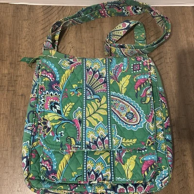 Vera Bradley Mailbag Cartera Bandolera Verde Patrón Paisley Bolso Foto 1 de 4