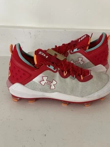 Under Armour UA Harper 8 low ST Baseball Cleats 3026588-105 White Red Mens 13 - Picture 1 of 7