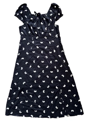 Vestido Controlador Videojuego Mujer Pequeño Cremallera Lateral Campesino Lazo Elástico Negro Foto 1 de 4