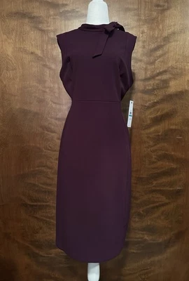 Calvin Klein Sleeveless Mock Neck Sheath Dress Womens 16 Plum Purple Holiday NWT - Image 1 of 4