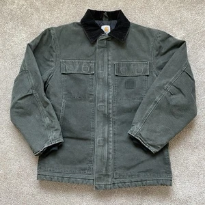 Giacca foderata trapuntata artistica tela anatra verde Carhartt C26 MOS vintage uomo piccola S - Foto 1 di 17
