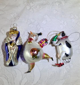 Set di 3 addobbi natalizi vintage in vetro soffiato a mano - Foto 1 di 7
