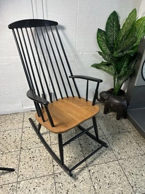 Schaukelstuhl vintage im schwedischen Stil Teak Sessel Stuhl Gitter Midcentury - Bild 1 von 4