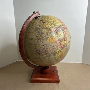 Vintage Cram's 12" Universal Terrestrial Globe #3 Desktop Wood Base - Picture 1 of 22