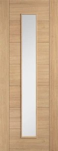 LPD Oak Carini Long Light Solid Pre-Finished Clear Glazed Internal Door+Delivery - Picture 1 of 3