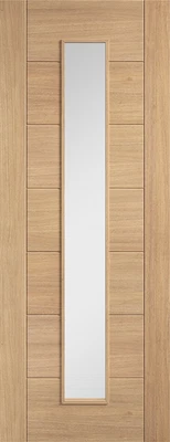 LPD Oak Carini Long Light Solid Pre-Finished Clear Glazed Internal Door+Delivery - Image 1 of 3